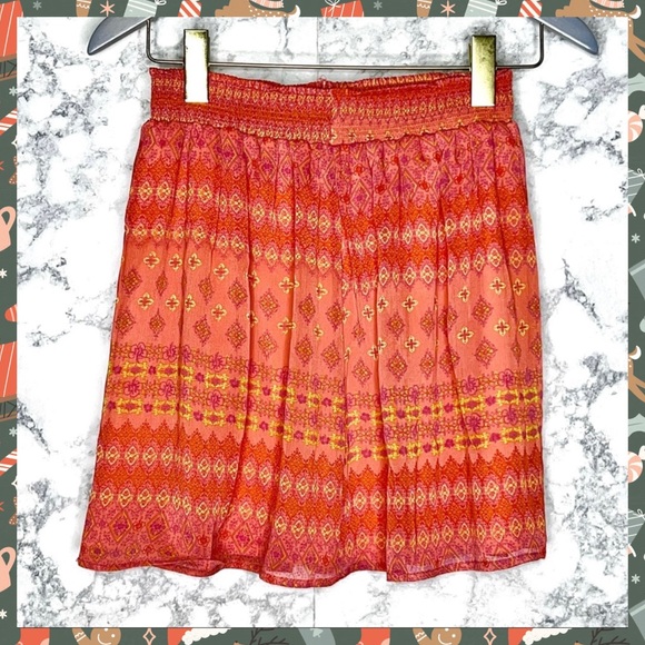 Olsenboye Dresses & Skirts - Olsenboye Orange Y2K Sheer Lined Medallion Tile Abstract Print Skirt Women’s S/M